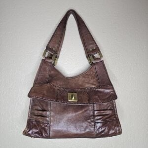 Vintage FOSSIL FIFTY Four Handbag Purse double handle Brown